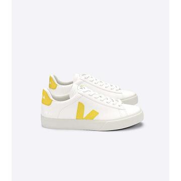 Low Tops Sneakers Veja CAMPO CHROMEFREE Mujer White/Yellow | España 602OKI